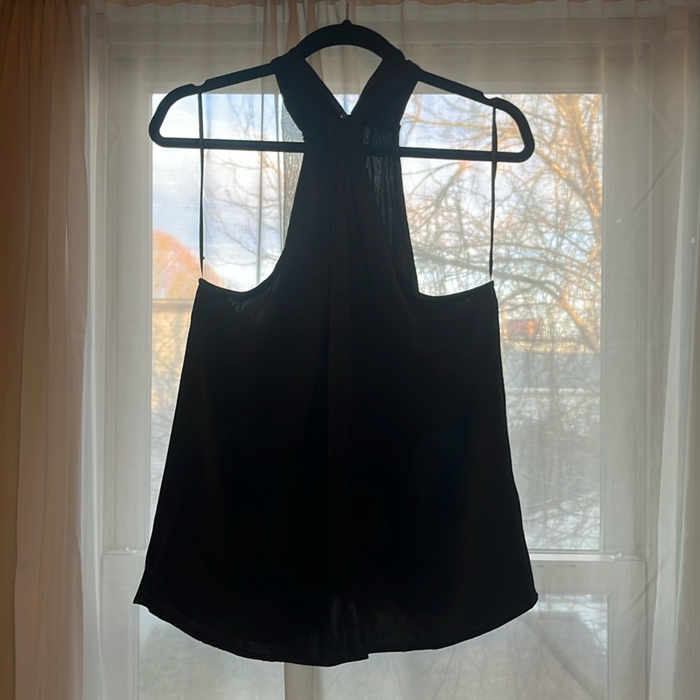 Satin black high neck tank top